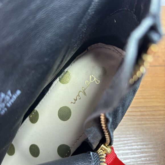 Boden Black Suede Stacked Heel Ankle Bootie Boots Women’s EU 37 US 6.5 - Picture 3 of 11